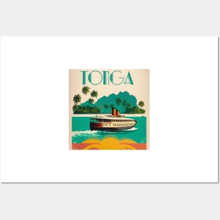 Tonga Boat Vintage Travel Art Poster Posters and Art